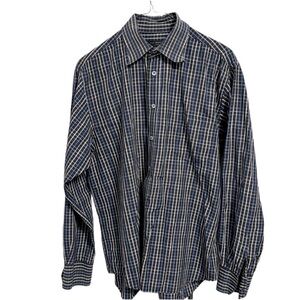 Ted Baker button down shirt. Blue plaid. Size 4 (M). Gently worn.